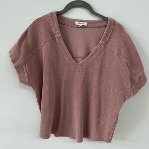 Madewell women’s crop top cord fabric sz large worn 1x dusty pink mauve